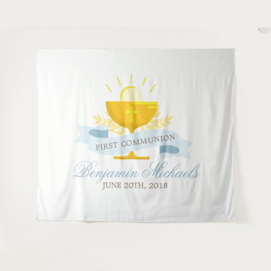 Gepersonaliseerd voor de eerste Heilige Communie Wandkleed (Voorkant (horizontaal))