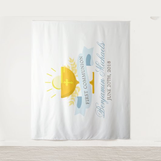 Gepersonaliseerd voor de eerste Heilige Communie Wandkleed (Voorkant)