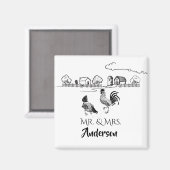 Gepersonaliseerd voor de heer en mevrouw Chickens  Magneet (Voorkant / Achterkant)