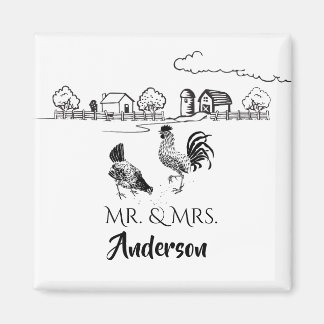 Gepersonaliseerd voor de heer en mevrouw Chickens  Magneet