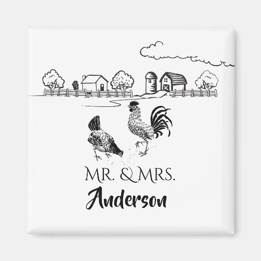 Gepersonaliseerd voor de heer en mevrouw Chickens  Magneet (Voorkant)