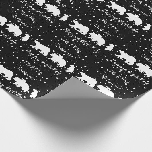 Gepersonaliseerd voor de heer & mevrouw Cute Polar Cadeaupapier (Hoek)