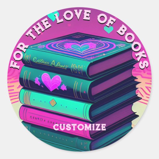 Gepersonaliseerd voor de liefde voor boeken ronde sticker (Voorkant)