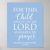 Gepersonaliseerd Voor dit kind heb ik gebeden baby Poster (Voorkant)