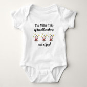 Gepersonaliseerd voor drieling, drieling cadeau id romper (Voorkant)