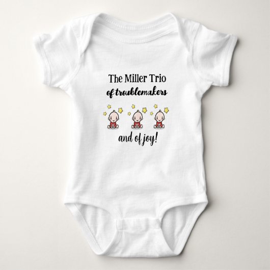 Gepersonaliseerd voor drieling, drieling cadeau id romper (Voorkant)
