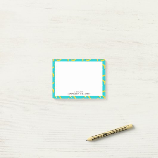 Gepersonaliseerd voor het Bananenpatroon Fun Banan Post-it® Notes (Op bureau)