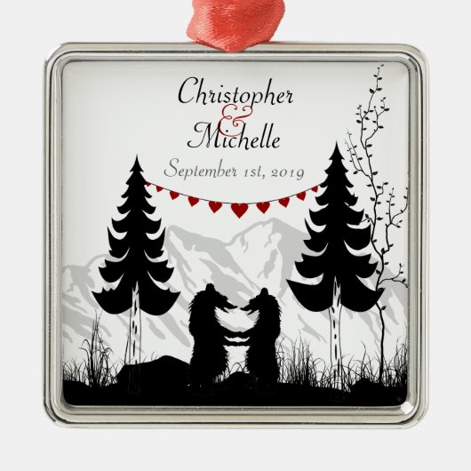 Gepersonaliseerd voor Koppels Charming Mountain Be Metalen Ornament (Voorkant)