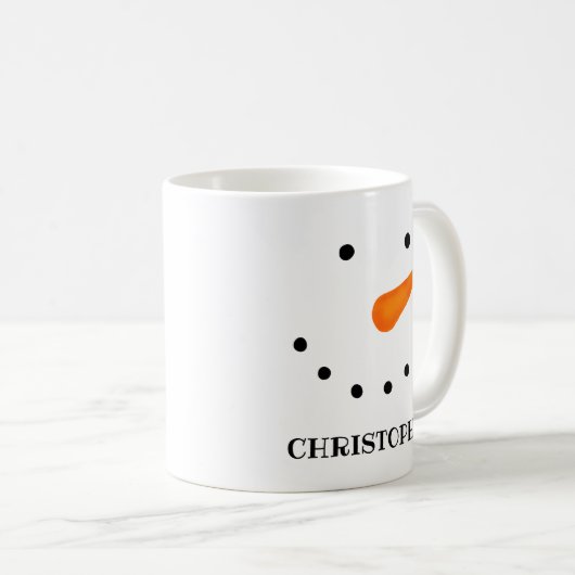 Gepersonaliseerd {voor lange namen} Snowman Koffiemok (Voorkant rechts)