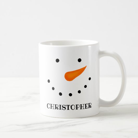 Gepersonaliseerd {voor lange namen} Snowman Koffiemok (Rechts)