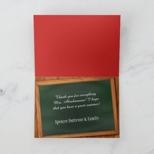 Gepersonaliseerd voor leraar Dank u Bedankkaart (Binnen)