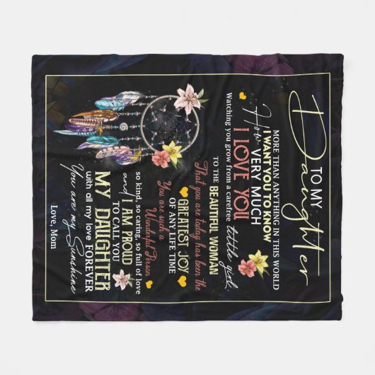 Gepersonaliseerd voor mijn dochter liefde van mama fleece deken (Voorkant (Horizontaal))