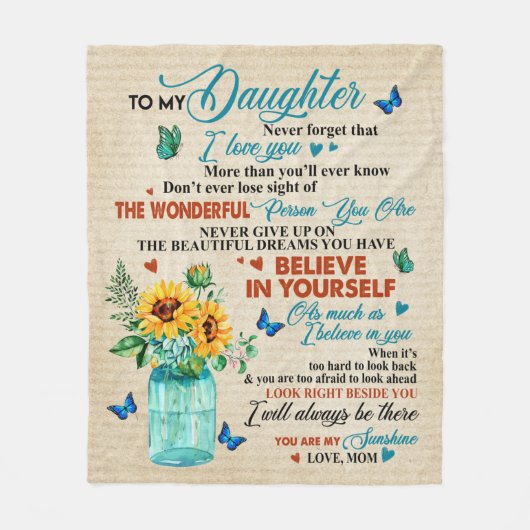 Gepersonaliseerd voor mijn dochter liefde van mama fleece deken (Voorkant)