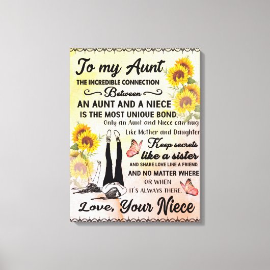 Gepersonaliseerd voor mijn geweldige tante Sunflow Canvas Afdruk (Voorkant)