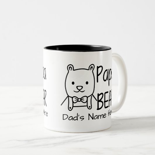 Gepersonaliseerd voor papa, Black Papa Beer, tweez Tweekleurige Koffiemok (Voorkant rechts)