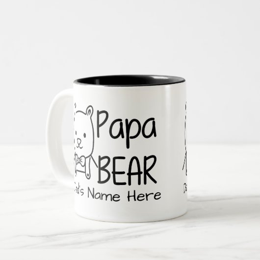 Gepersonaliseerd voor papa, Black Papa Beer, tweez Tweekleurige Koffiemok (Voorkant links)