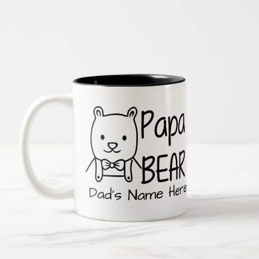 Gepersonaliseerd voor papa, Black Papa Beer, tweez Tweekleurige Koffiemok (Links)
