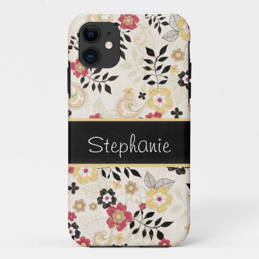 Gepersonaliseerd voor roze en geel Floral Case-Mate iPhone Case (Achterkant)