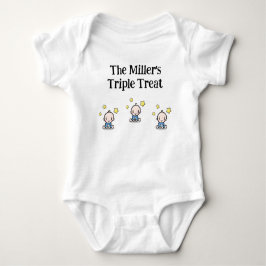 Gepersonaliseerd voor triplet jongens, cadeau idee romper