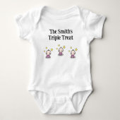 Gepersonaliseerd voor triplet meisjes, cadeau idee romper (Voorkant)