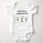 Gepersonaliseerd voor triplets, 3 jongens, cadeau  romper (Voorkant)
