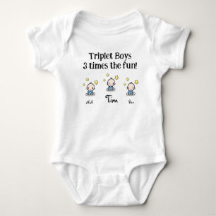 Gepersonaliseerd voor triplets, 3 jongens, cadeau  romper