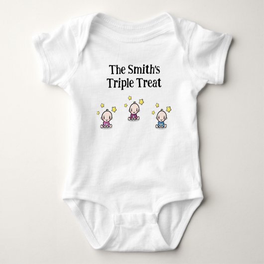 Gepersonaliseerd voor triplets, triplets cadeau id romper (Voorkant)