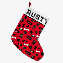 Gepersonaliseerd voor uw huisdierhond grote kerstsok