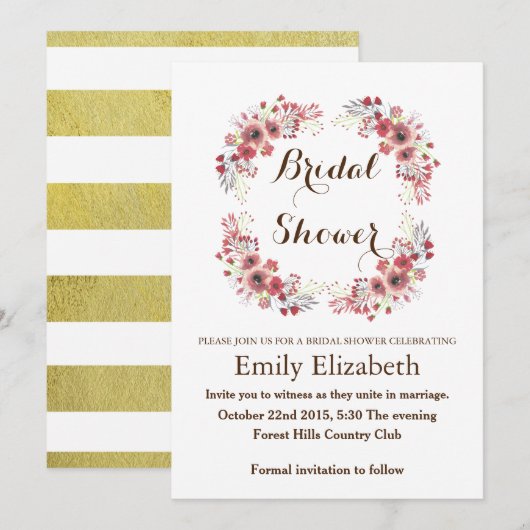 Gepersonaliseerd Vrijgezellenfeest Floral Wreath Save The Date (Voorkant / Achterkant)