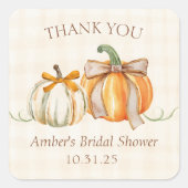 Gepersonaliseerd Vrijgezellenfeest Rustic Autumn B Vierkante Sticker (Voorkant)