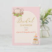 Gepersonaliseerd vrijgezellenfeest Tea Party Kaart (Staand voorkant)