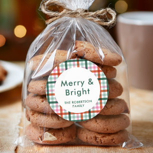 Gepersonaliseerd vrolijk en helder Kerst sticker