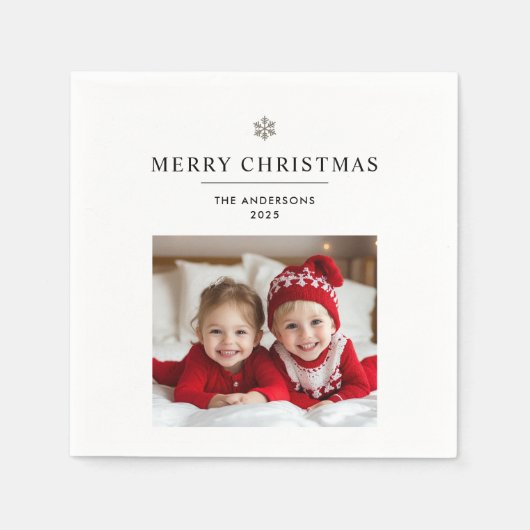 "Gepersonaliseerd vrolijk kerstcadeau met foto Servet (Voorkant)