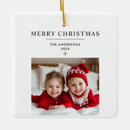 Gepersonaliseerd vrolijk kerstfeest Ornament met f (Voorkant)