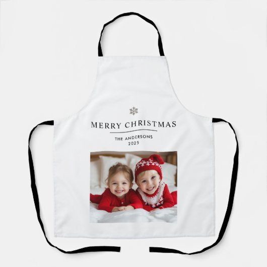 Gepersonaliseerd vrolijk kerstfeest Schort met fot (Voorkant)