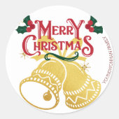 Gepersonaliseerd Vrolijk Kerstmis Gouden klein Ronde Sticker (Voorkant)