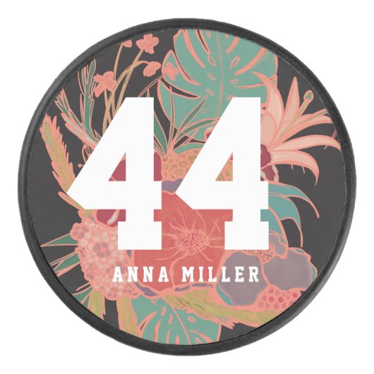 Gepersonaliseerd vrouwelijk hockey-spelerteam voor hockey puck (Voorkant)