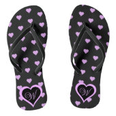 Gepersonaliseerd vuurroze harten teenslippers (Voetbed)