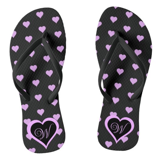 Gepersonaliseerd vuurroze harten teenslippers (Voetbed)