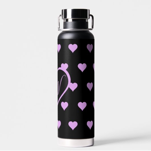 Gepersonaliseerd vuurroze harten waterfles (Achterkant)