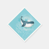 Gepersonaliseerd walvis Baby shower Servet (Hoek)