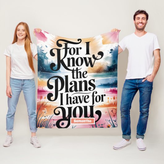 Gepersonaliseerd want ik ken de plannen Christelij Fleece Deken (In situ)