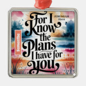 Gepersonaliseerd want ik ken de plannen Christelij Metalen Ornament (Voorkant)