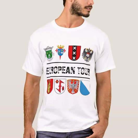 Gepersonaliseerd wapenschild European Tour T-shirt (Voorkant)
