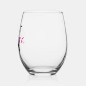 Gepersonaliseerd warm roze en zwart monogram wijnglas zonder voet (Links)