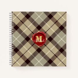 Gepersonaliseerd waszegel Monogram Naam Grijs Tart Notitieboek