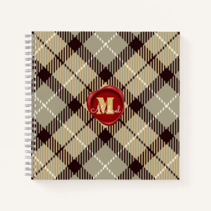 Gepersonaliseerd waszegel Monogram Naam Grijs Tart Notitieboek