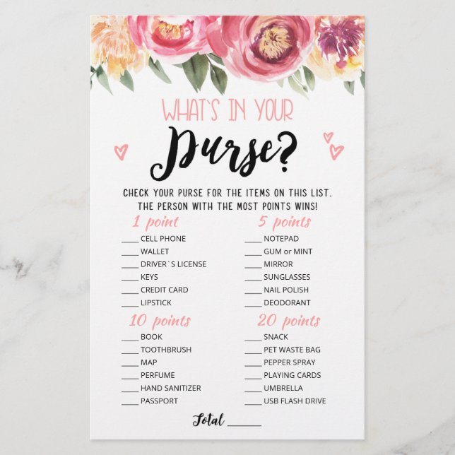 Gepersonaliseerd Wat zit er in je tas Hen Party sp (Voorkant)