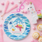 Gepersonaliseerd Water Pistool Zomer Meisje Verjaa Papieren Bordje (Feest)