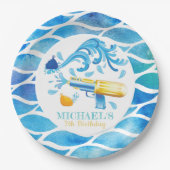 Gepersonaliseerd Water Pistool Zomerverjaardag Papieren Bordje (Voorkant)